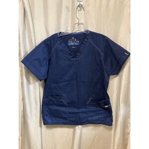 WonderWink Seven‎ Flex Scrub Top Zipper L Navy Blue